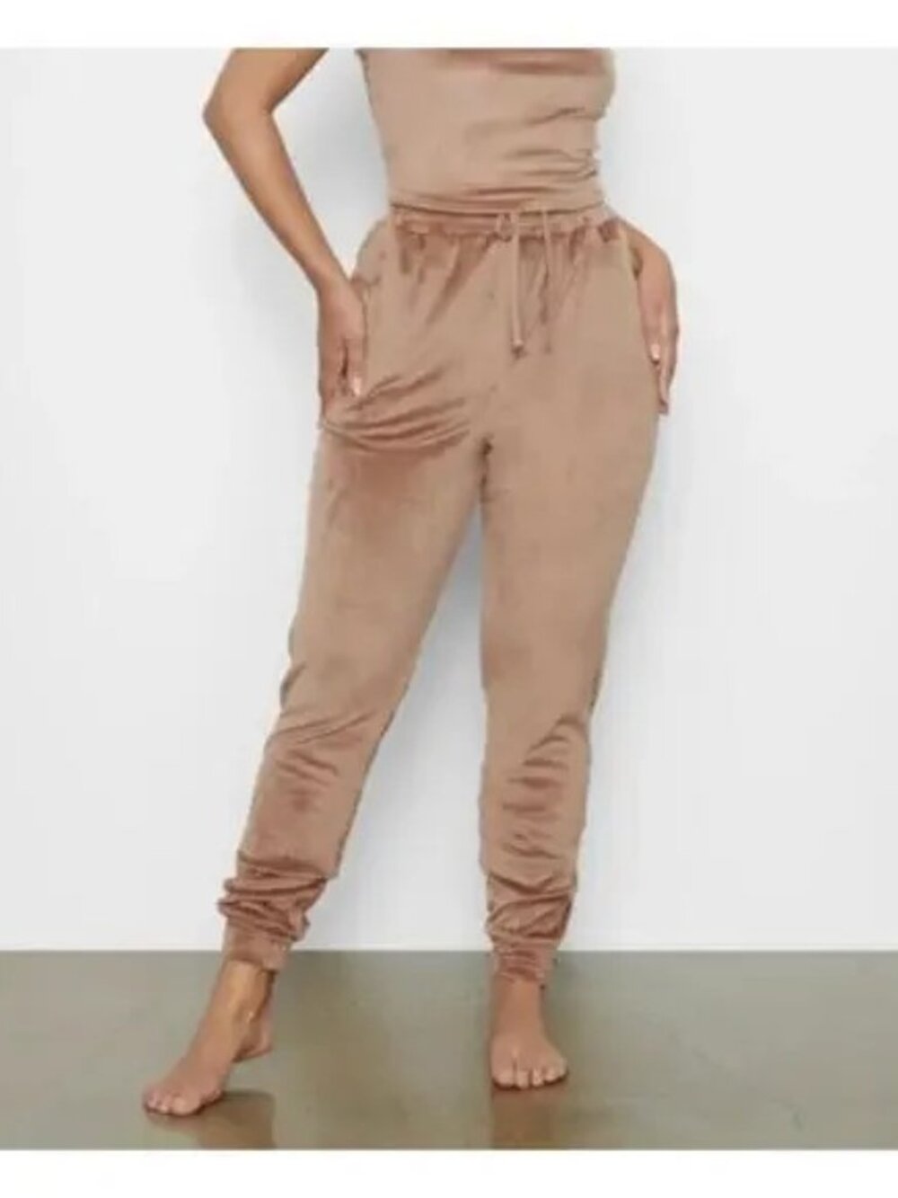 SKIMS Beige/Taupe Velour Jogger Pants